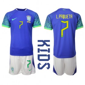 Baby Fußballbekleidung Brasilien Lucas Paqueta #7 Auswärtstrikot WM 2022 Kurzarm (+ kurze hosen)